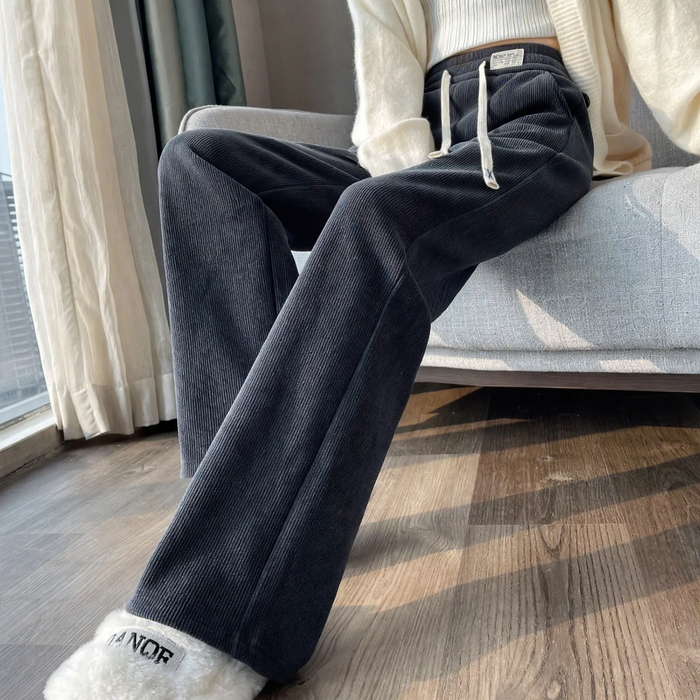 Kord wide trousers for women, lined
