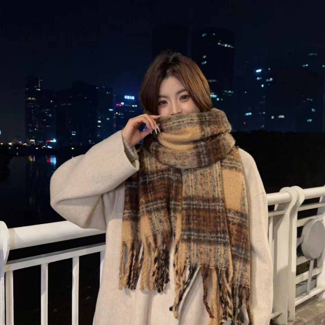Checked scarf, 200 cm, soft and warm