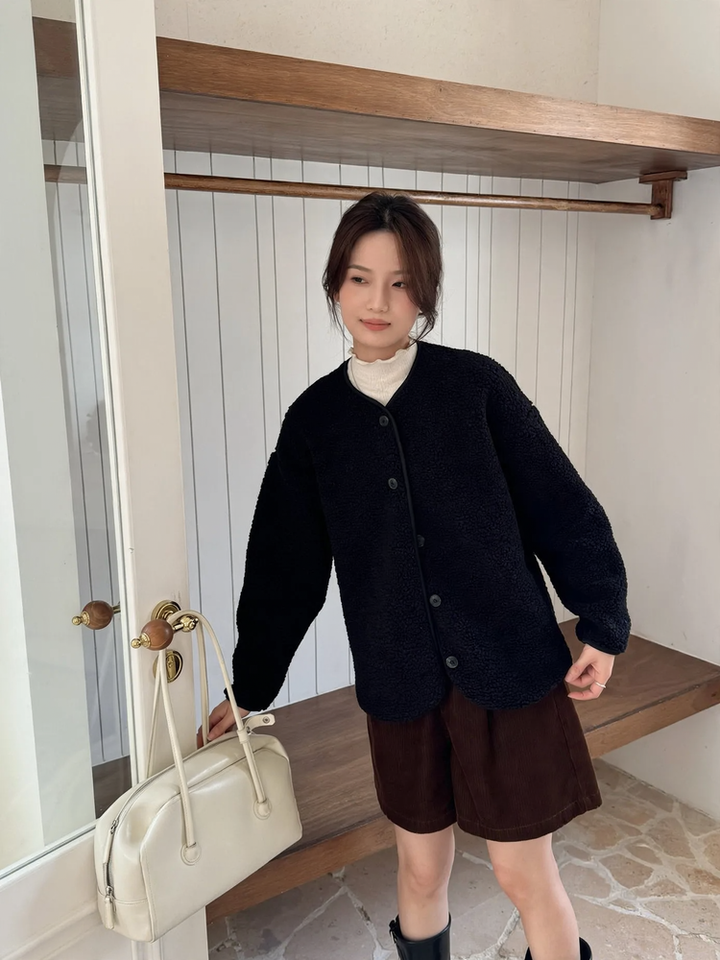 Sheepskin imitation cardigan, loose, warm