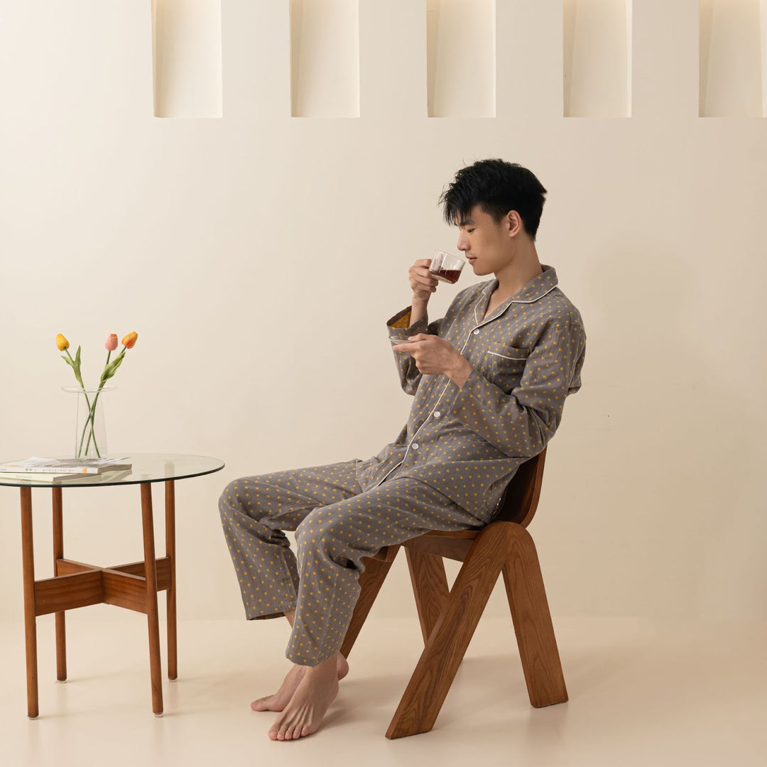 Cotton pajamas, double gauze, long sleeves, unisex