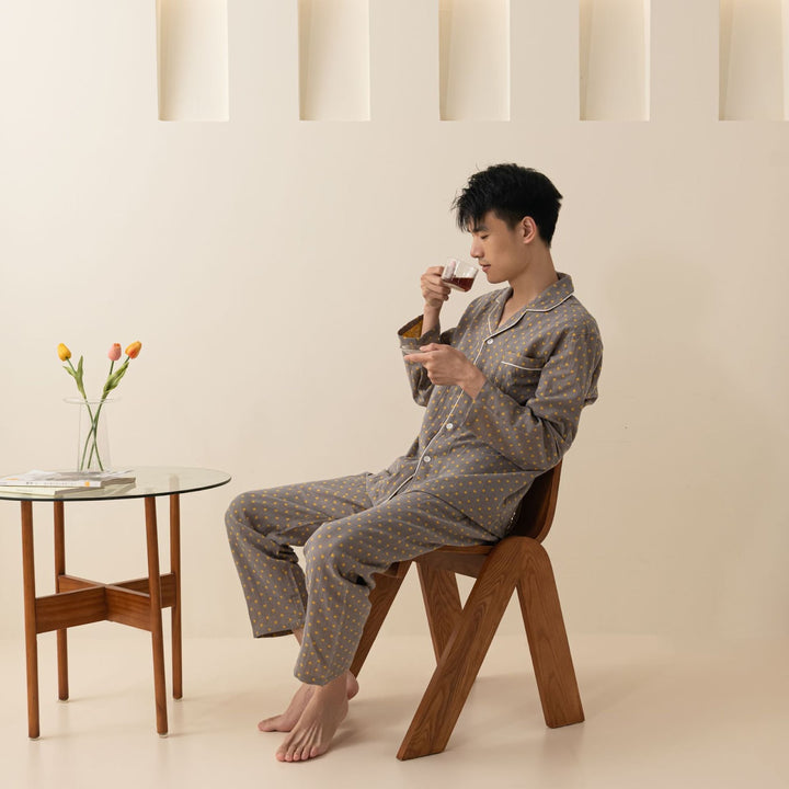 Cotton pajamas, double gauze, long sleeves, unisex