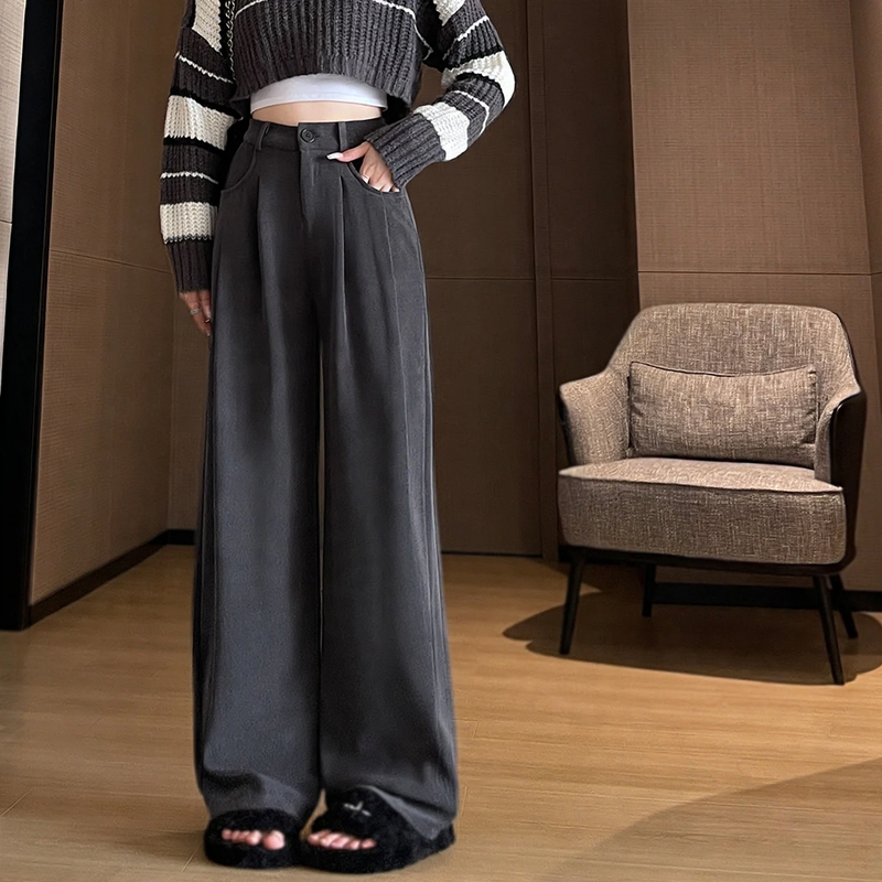 Women’s corduroy trousers, straight cut, lined, for autumn/spring