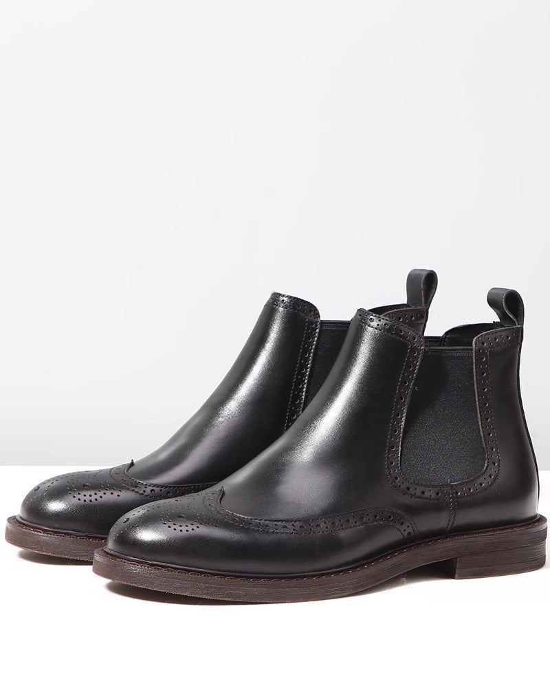 Men's Chelsea boots made of genuine leather with platform