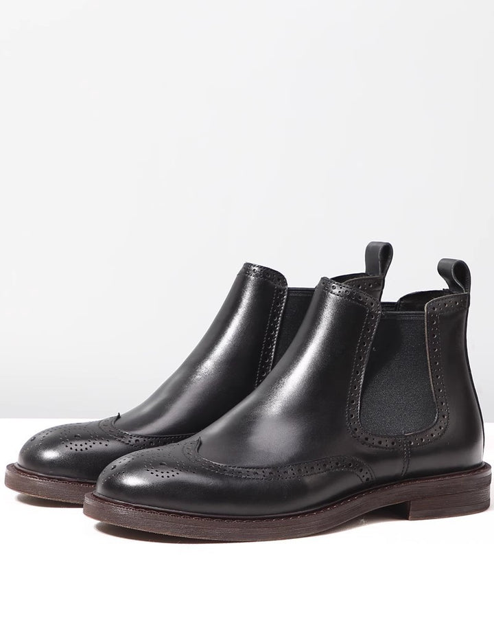 Men's Chelsea boots made of genuine leather with platform