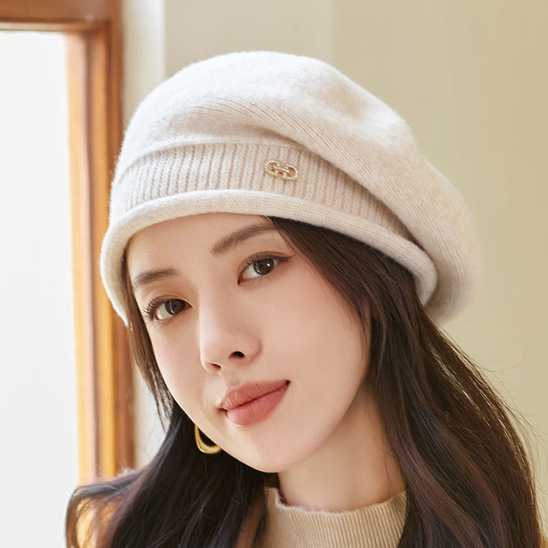 Knit beanie with scarf set for women