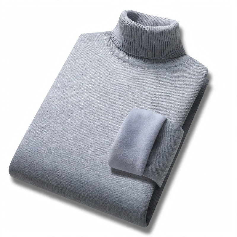 Men's turtleneck sweater, lined, warm, autumn and winter