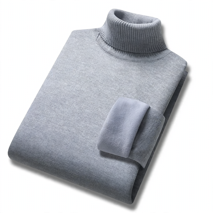 Men's turtleneck sweater, lined, warm, autumn and winter