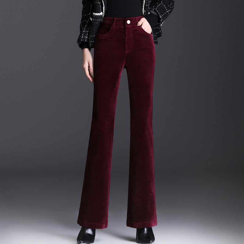 Cord-wide-leg-pants with high waist