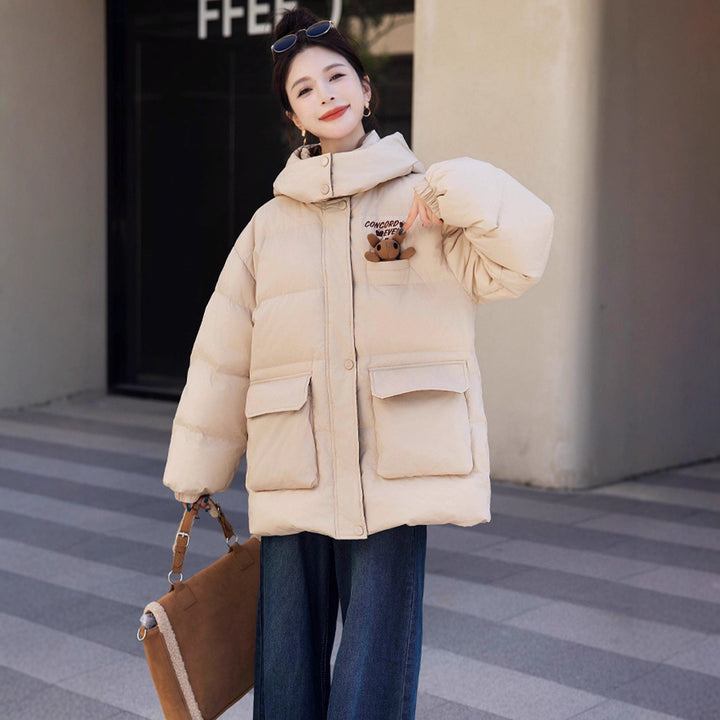 Mid-length women's down coat in plus size