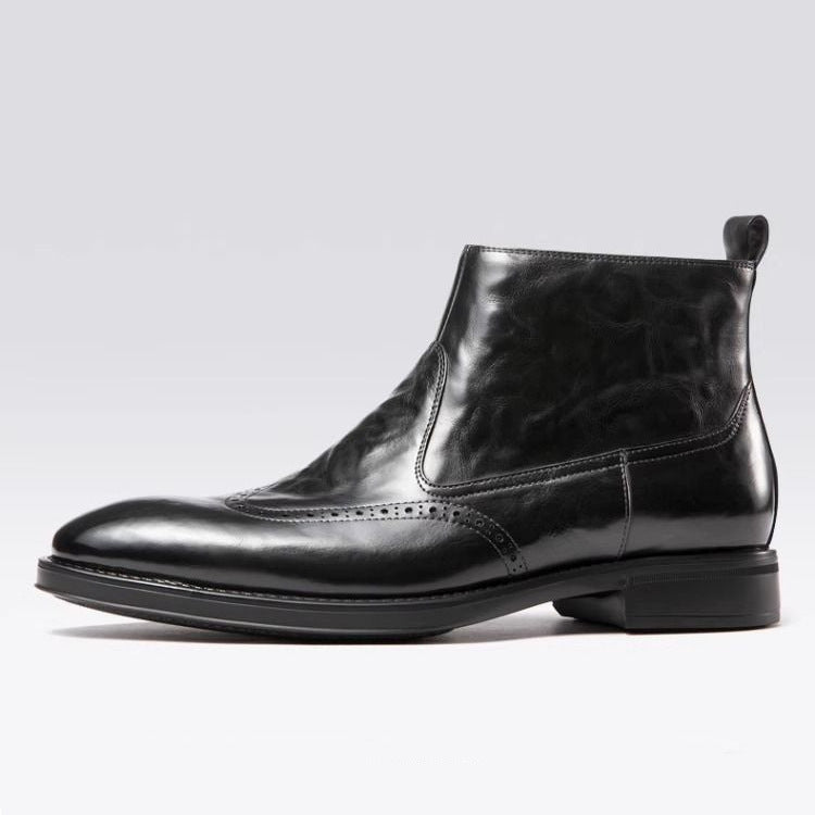 Men's leather boots, business-casual, lined