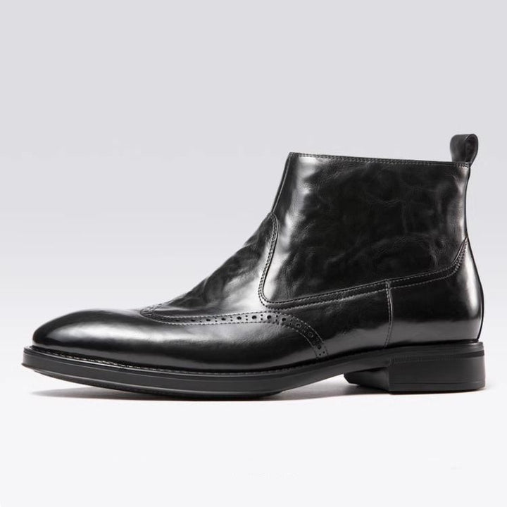 Men's leather boots, business-casual, lined