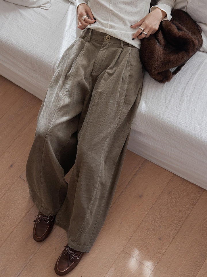 Retro-cord trousers, loose fit, women's