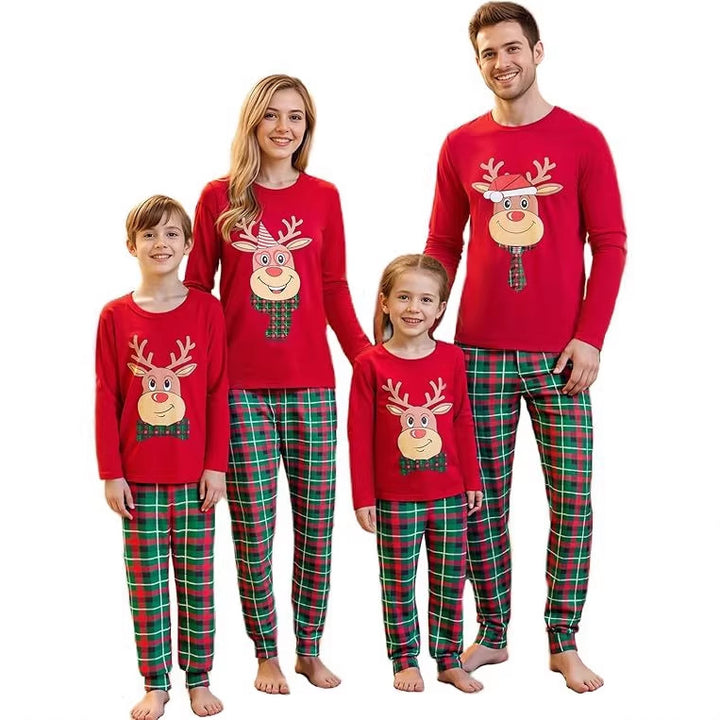 Family Pajama Set, Cotton, Christmas Cartoon Design