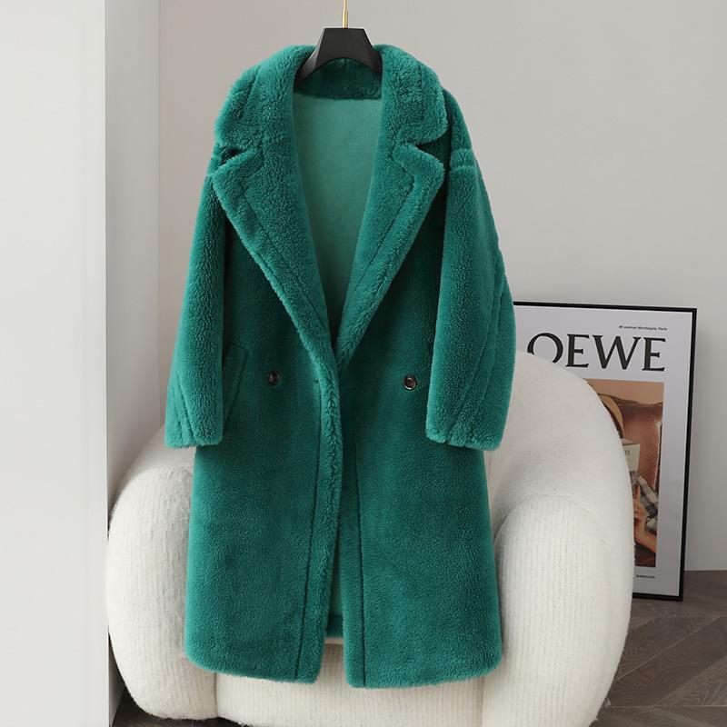 Teddy coat made of virgin wool, mid-length
