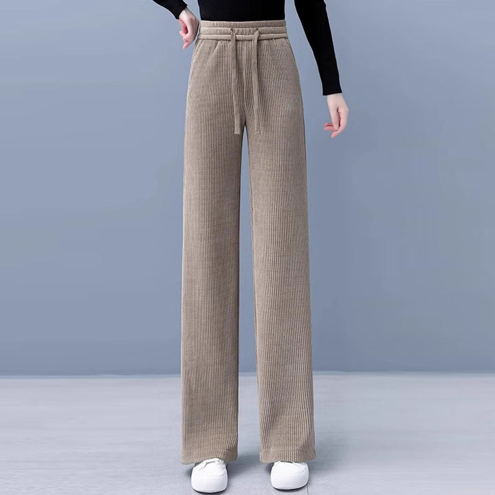 Lined corduroy pants with a wide leg