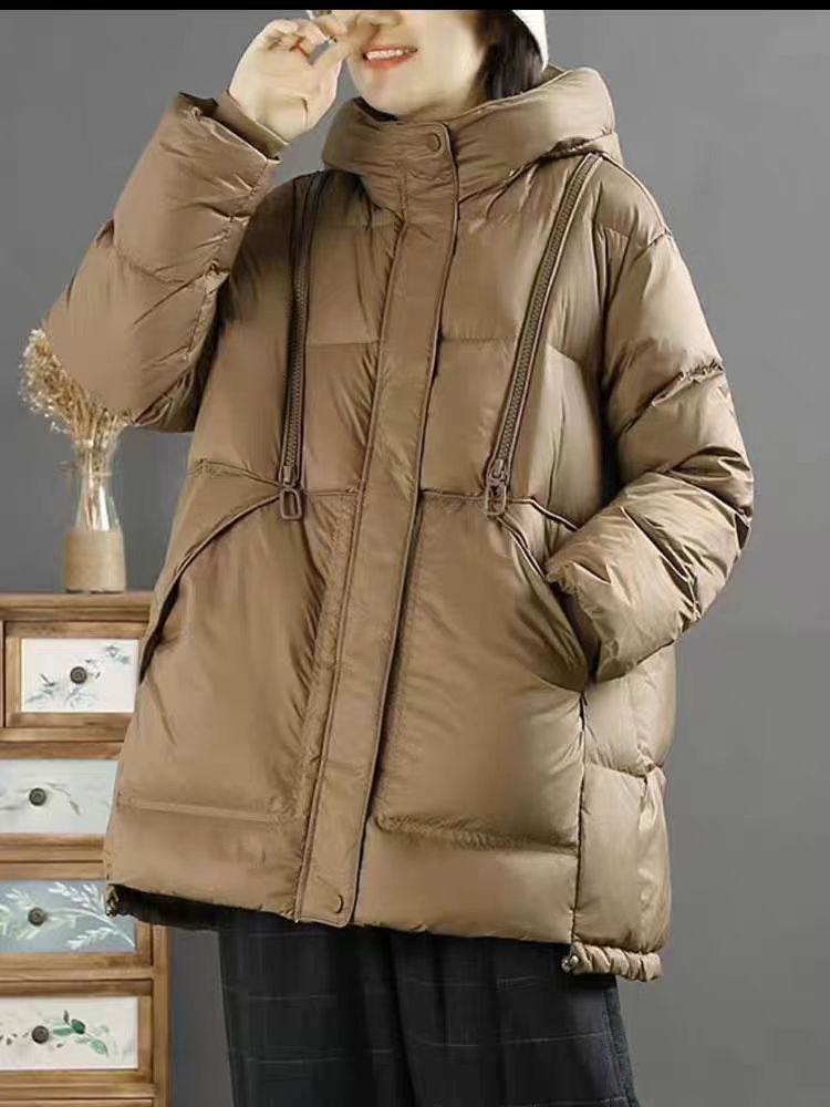 Modern down jacket with hood for women