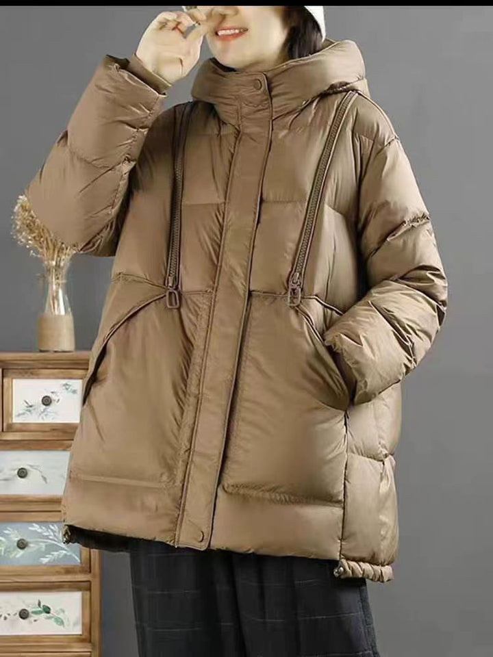 Modern down jacket with hood for women