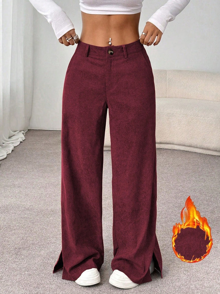 Retro corduroy trousers with straight leg
