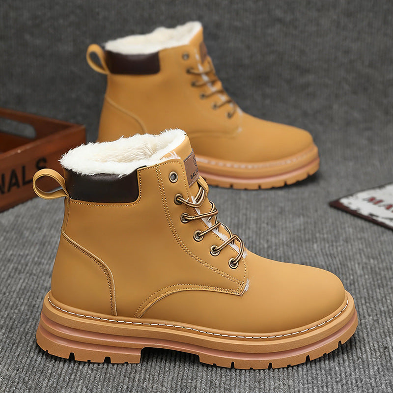 Padded men's winter boots, mid-high shaft, warm