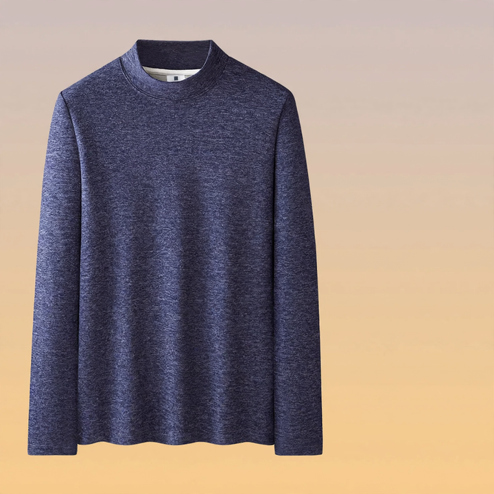Men's long-sleeve shirt, padded, with stand-up collar