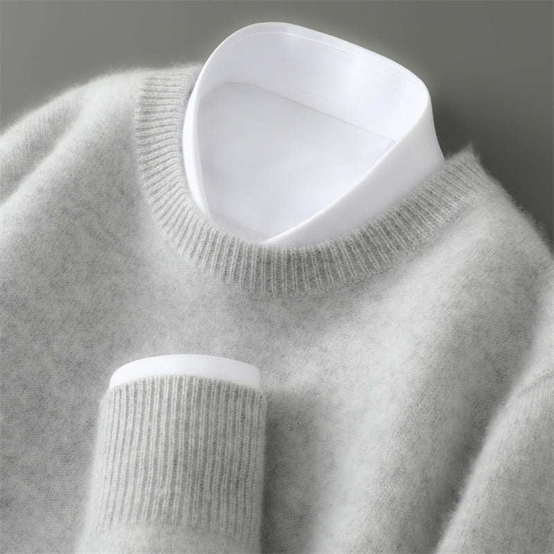 Men's wool sweater with stand-up collar