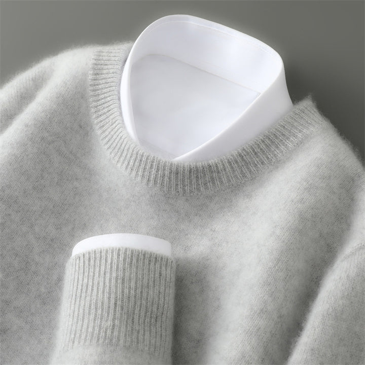 Men's wool sweater with stand-up collar