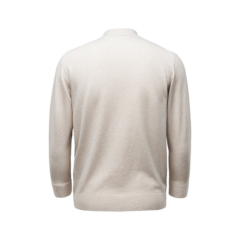 Men's sweater with stand-up collar, solid color