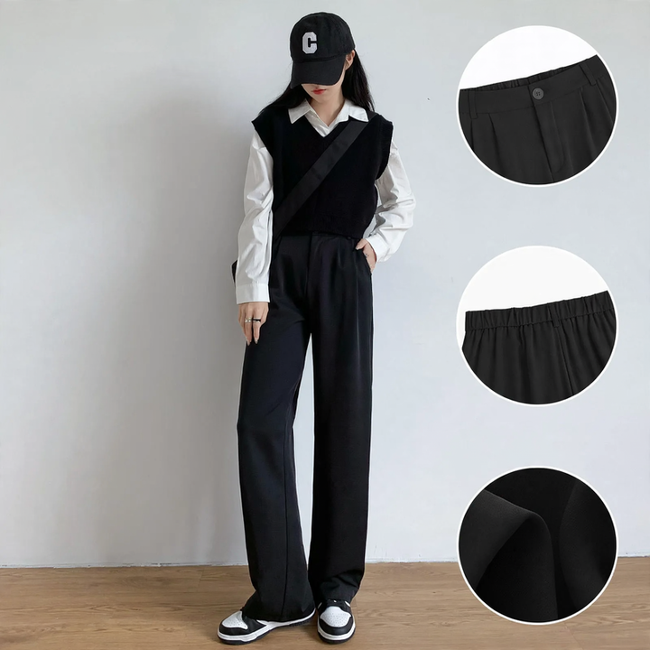 Padded cord wide pants, elegant cut