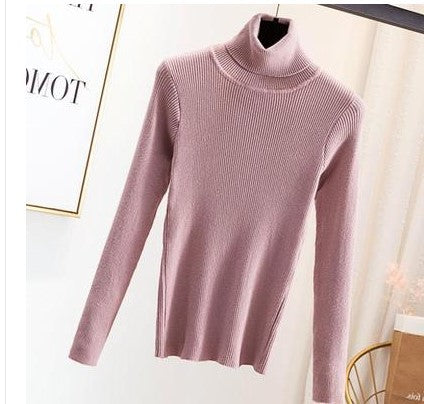 Women's turtleneck sweater, slim fit, solid color