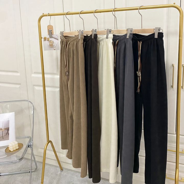 Cord wide trousers with drawstring