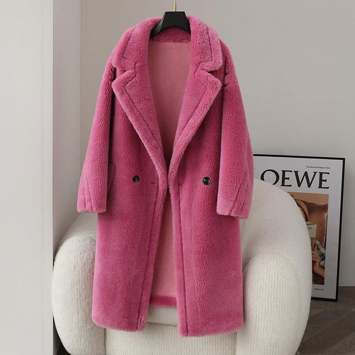 Teddy coat made of virgin wool, mid-length
