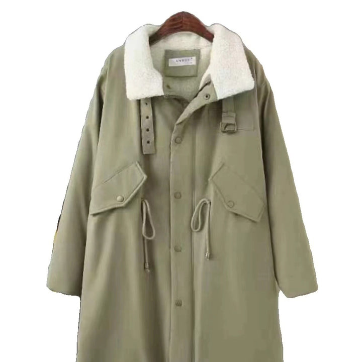 Longer, padded women's parka with lamb fur look