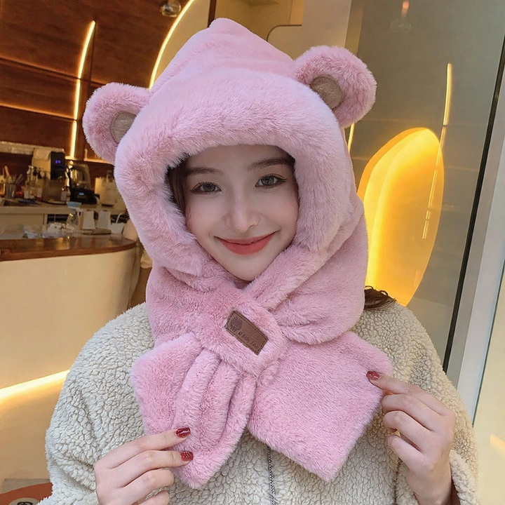 Fluffy winter set with ear protection