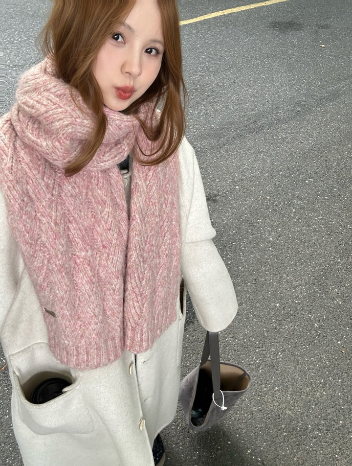 Alpaca wool knitted scarf, 24x165 cm