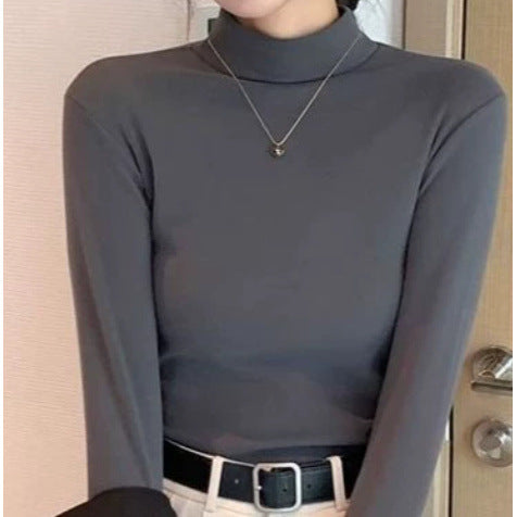 Women's thermal undershirt with stand-up collar, lined