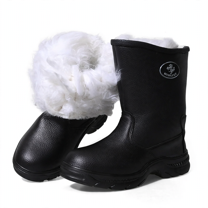 Insulated men's leather winter boots, high
