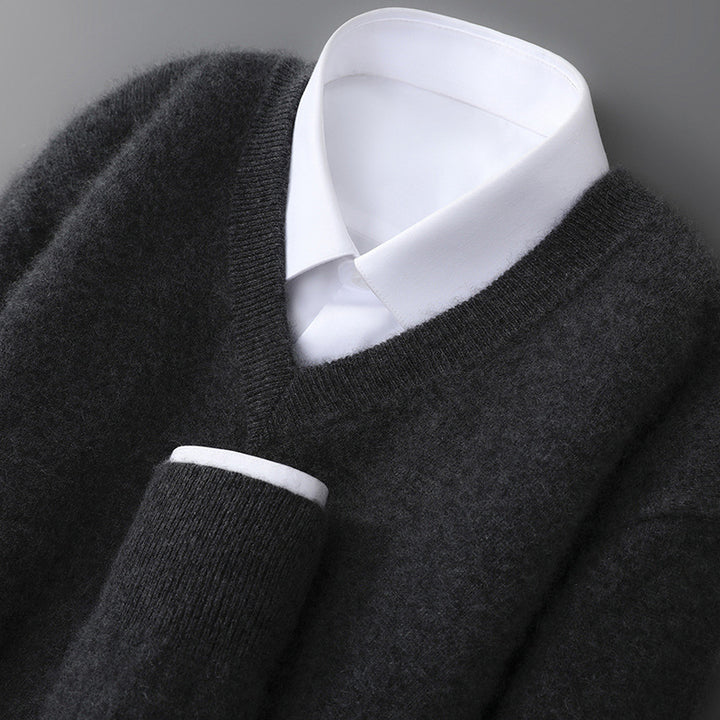 Men's Wool Sweater, V-Neck, Long Sleeved