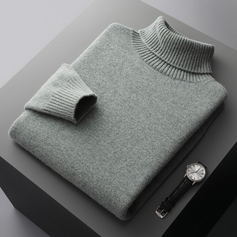 Men's wool sweater with turtleneck, 100% wool