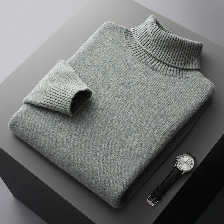 Men's wool sweater with turtleneck, 100% wool