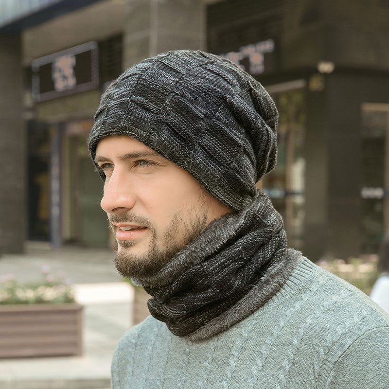 Winter knitted hat and scarf set, lined, 9507
