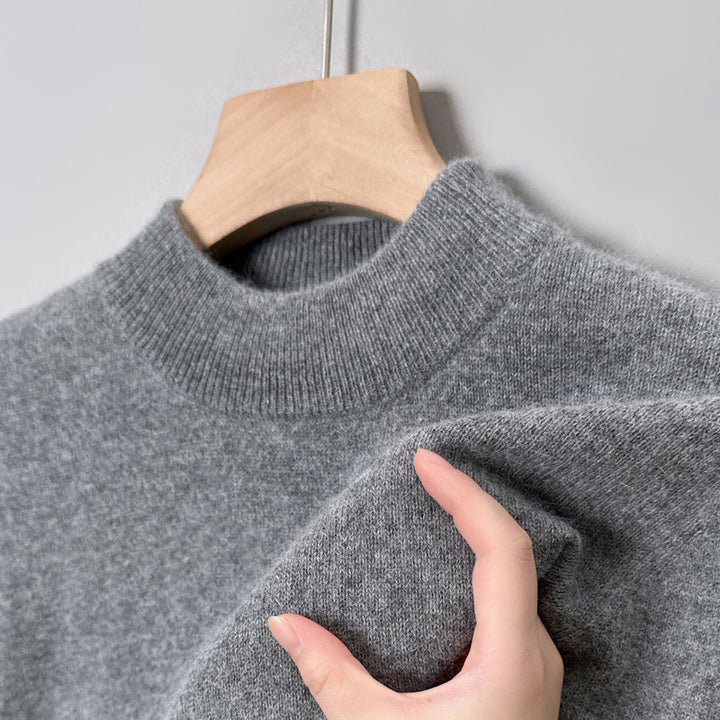 Men's knit sweater with stand-up collar, long-sleeved