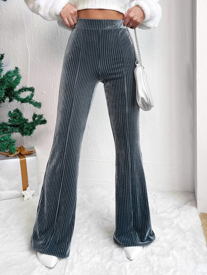 Women's corduroy pants with high waistband and flared leg