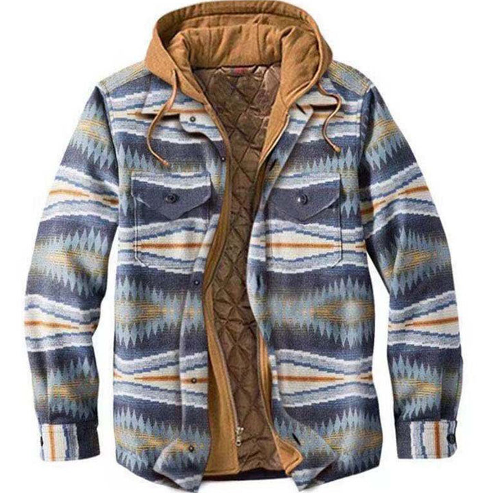 Men's hooded jacket, checkered, lined