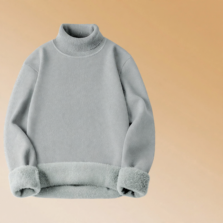 Men's Wool Modal Pullover, lined, stand-up collar, 650g