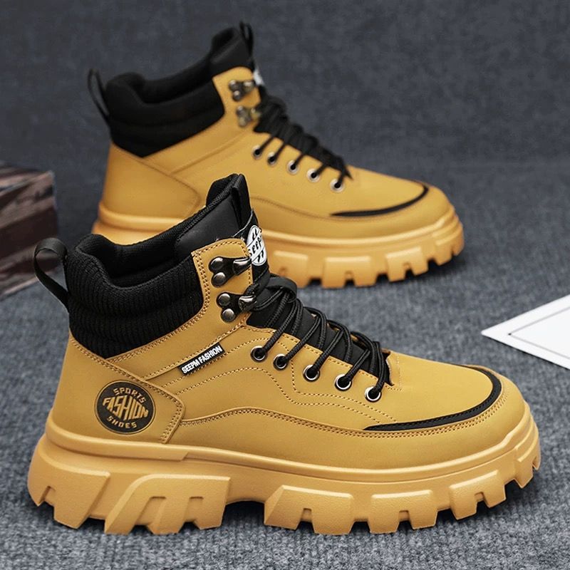 Men's boots in worker style, waterproof