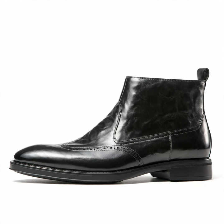 Men's leather boots, business-casual, lined