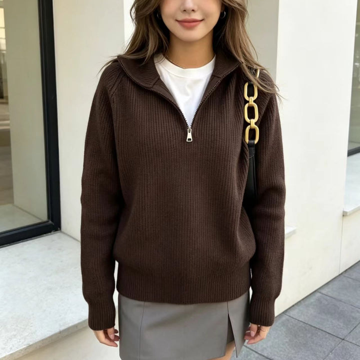 Women’s Sweater, Stand Collar, Half Zip