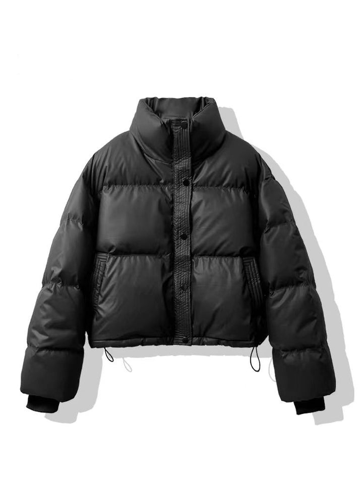 Short, loose women's winter jacket in modern style