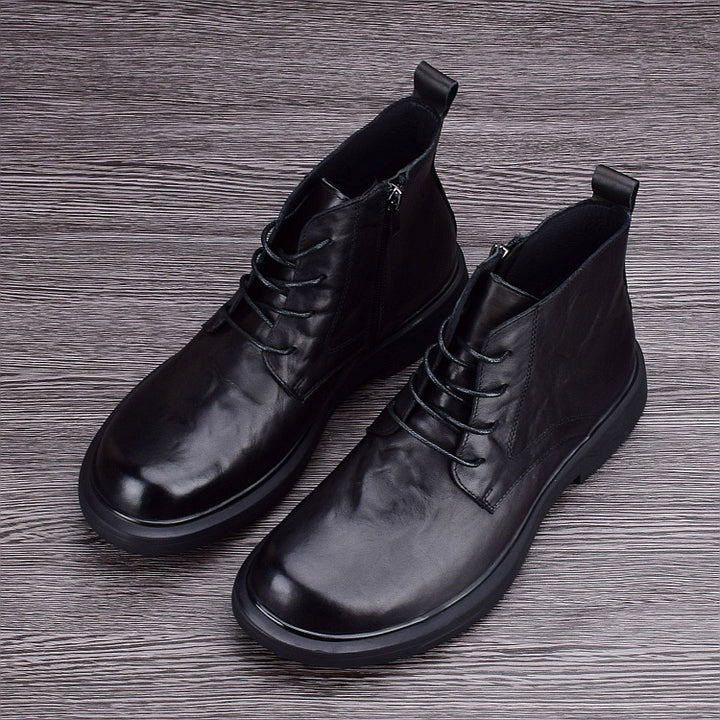 Men's leather boots, insulated, slip-resistant