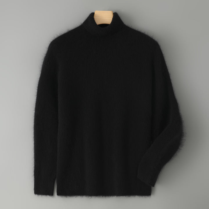 Men's sweater made of 100% wool with stand-up collar